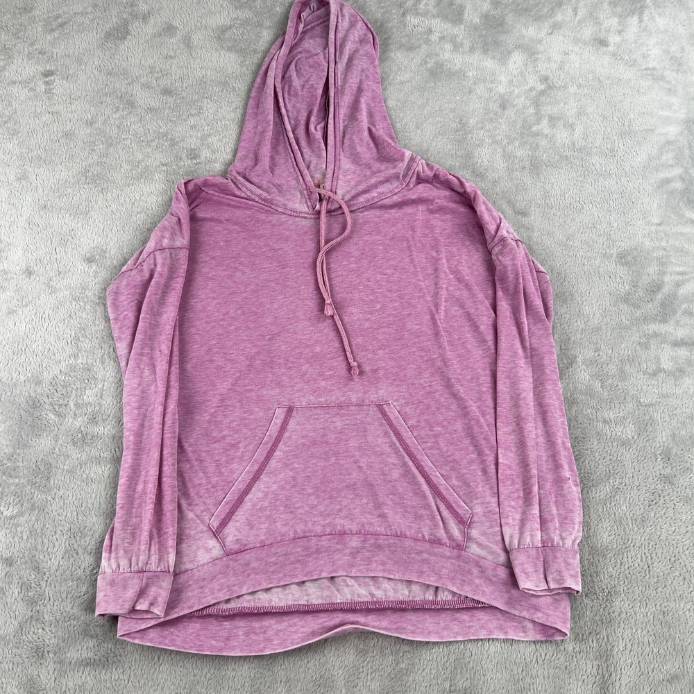 Mossimo Acid Wash Hoodie Women's S Pink Lightweight Relaxed Pullover Sweatshirt